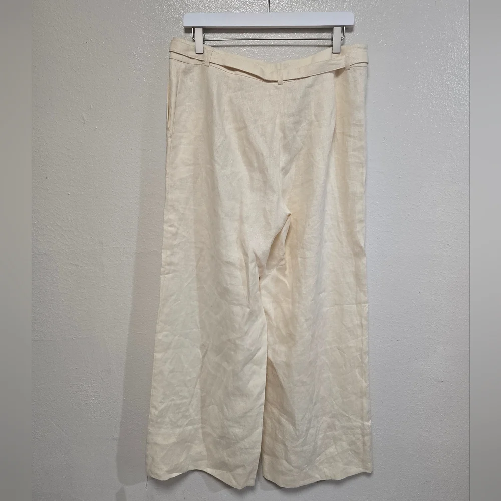 Reformation Wide Leg Belted Linen Pants Yellow Size 10 NWT